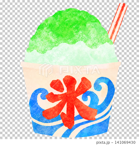 水彩風のメロンかき氷イラスト　夏　祭り 141069430
