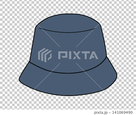 Illustration of a navy blue bucket hat 141069490