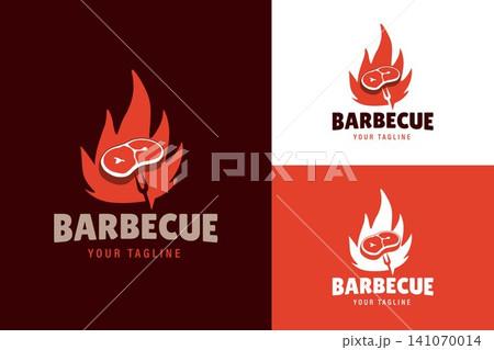 Steak with Flame and Barbecue Fork Minimalist Logo for Steakhouse, Barbecue Restaurant, Grill House, Catering, and Food Service Branding Steak with Flame and Barbecue Fork Minimalist Logo for Steakhouse, Barbecue Restaurant, Grill House, Catering, and Food Service Branding 141070014