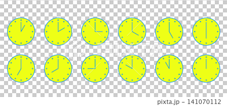 1時から12時までのシンプルな時計のアイコンセット 141070112