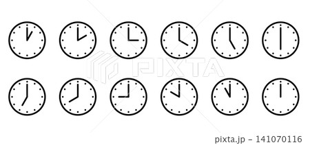 1時から12時までのシンプルな時計のアイコンセット 1時から12時までのシンプルな時計のアイコンセット 141070116