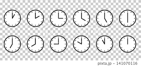 1時から12時までのシンプルな時計のアイコンセット 1時から12時までのシンプルな時計のアイコンセット 141070116
