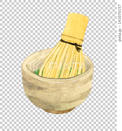 手繪水彩插圖,描繪了有人在準備抹茶。 手繪水彩插圖,描繪了有人在準備抹茶。 141070157