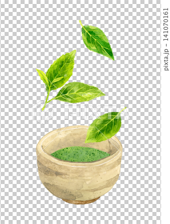 抹茶和茶葉 - 手繪水彩插畫素材 抹茶和茶葉 - 手繪水彩插畫素材 141070161
