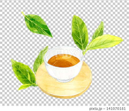 烤綠茶和茶葉 - 手繪水彩插圖素材 烤綠茶和茶葉 - 手繪水彩插圖素材 141070181