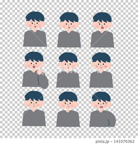 色んな表情をした人イラストセット【男性】 141070362