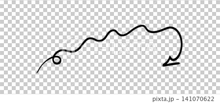 Hand-drawn wavy arrow pointing downwards and to the right with a swirl on transparent or white background Hand-drawn wavy arrow pointing downwards and to the right with a swirl on transparent or white background 141070622