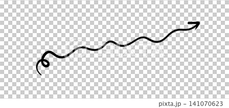 Hand drawn wavy arrow pointing upwards and to the right on transparent or white background Hand drawn wavy arrow pointing upwards and to the right on transparent or white background 141070623