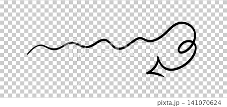 Abstract black wavy line with a swirl and arrow shape on transparent or white background 141070624