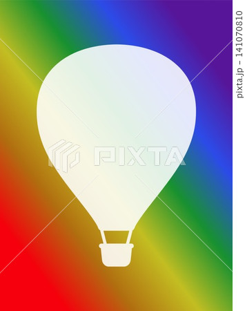 White hot air balloon silhouette on rainbow pride gradient abstract background poster White hot air balloon silhouette on rainbow pride gradient abstract background poster 141070810
