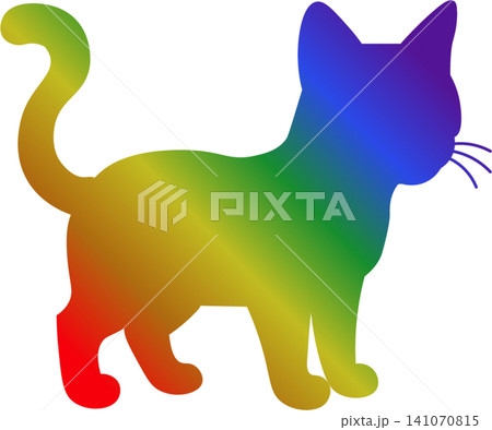 Rainbow cat silhouette isolated icon object for pride community decoration 141070815