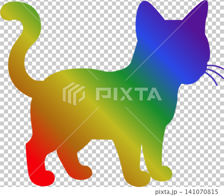 Rainbow cat silhouette isolated icon object for pride community decoration Rainbow cat silhouette isolated icon object for pride community decoration 141070815