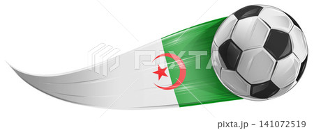 Algeria flag with soccer ball with speed effect. Symbol element 141072519