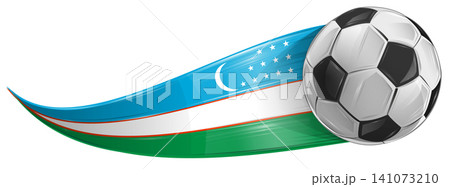 Soccer ball with the Uzbekistan flag, futuristic effect. vector illustration, isolated on white background Soccer ball with the Uzbekistan flag, futuristic effect. vector illustration, isolated on white background 141073210