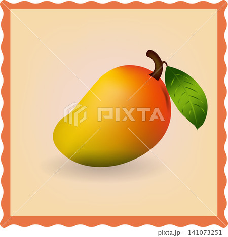 Fresh ripe mango fruit with green leaf sweet tropical food card layout Fresh ripe mango fruit with green leaf sweet tropical food card layout 141073251