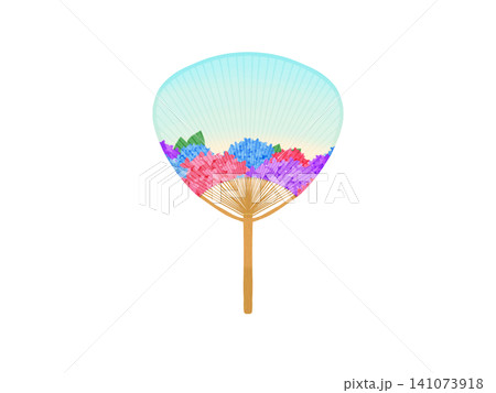 紫陽花が描かれた団扇 紫陽花が描かれた団扇 141073918