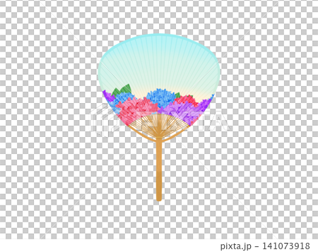 紫陽花が描かれた団扇 紫陽花が描かれた団扇 141073918