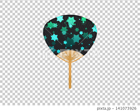 A fan adorned with sparkling green hexagrams. A fan adorned with sparkling green hexagrams. 141073926
