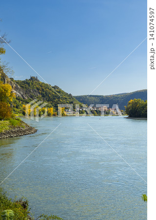 Durnstein town and the Danube River, Wachau Valley Durnstein town and the Danube River, Wachau Valley 141074597