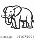 Vector outline illustration of a cute cartoon elephant character. 141075094