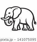 Vector outline illustration of a cute cartoon elephant character. 141075095