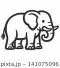 Vector outline illustration of a cute cartoon elephant character. 141075096