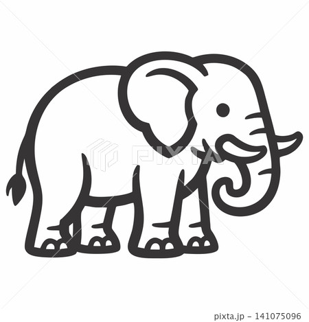 Vector outline illustration of a cute cartoon elephant character. Vector outline illustration of a cute cartoon elephant character. 141075096