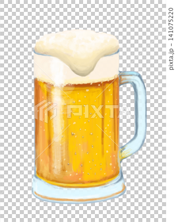 白バックでジョッキに泡がこぼれそうな冷たくて美味しそうな生ビールのイラスト 白バックでジョッキに泡がこぼれそうな冷たくて美味しそうな生ビールのイラスト 141075220