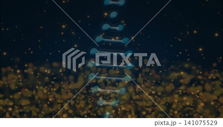 Glowing vertical capsule helix pulsing in digital studio, with pixel texture and golden bokeh Glowing vertical capsule helix pulsing in digital studio, with pixel texture and golden bokeh 141075529
