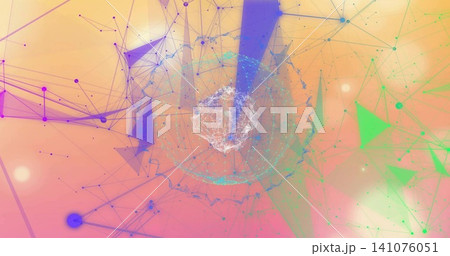 Pulsing central filament cluster, radial mesh glowing in 3D space, vertical purple beam and nodes 141076051