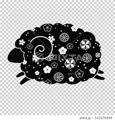 未年 羊年 かわいい花柄の羊のイラスト 未年 羊年 かわいい花柄の羊のイラスト 141076899