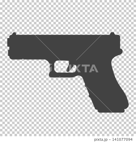 モダンな自動拳銃シルエットのシンプルなベクター素材 モダンな自動拳銃シルエットのシンプルなベクター素材 141077094