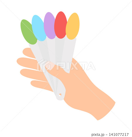 hand with set of colored nail tips 141077217