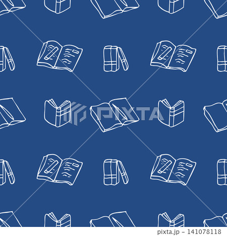 Seamless book doodle pattern with notebooks textbooks 141078118