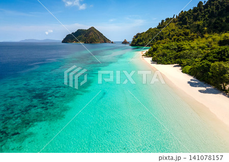 Aerial view of tropical landscape over Madam Beach at Nyaung Oo Phee Island in Myanmar Aerial view of tropical landscape over Madam Beach at Nyaung Oo Phee Island in Myanmar 141078157