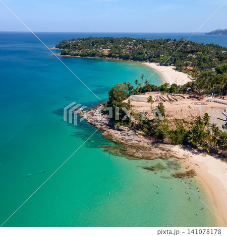 Aerial view of Surin beach and Pansea Beach in Phuket, Thailand 141078178