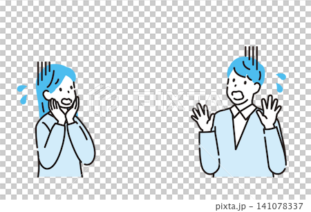 Illustration of a surprised man and woman Illustration of a surprised man and woman 141078337