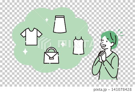 A woman imagining clothes and bags 141078428