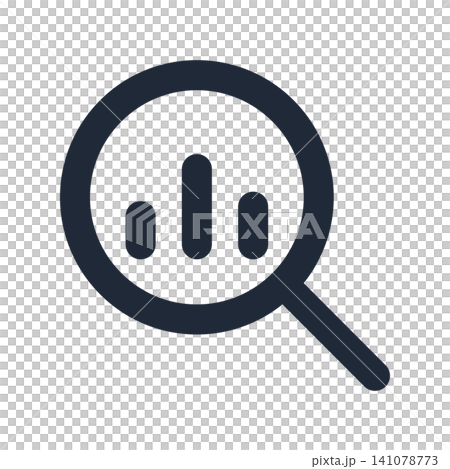 Graph and magnifying glass analysis icon - simple line drawing Graph and magnifying glass analysis icon - simple line drawing 141078773