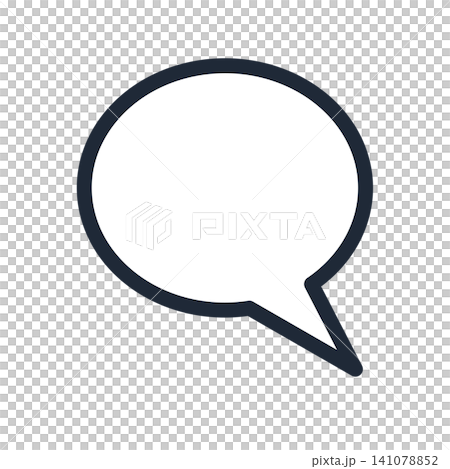 Round speech bubble, tail in the bottom right corner, simple line drawing. Round speech bubble, tail in the bottom right corner, simple line drawing. 141078852