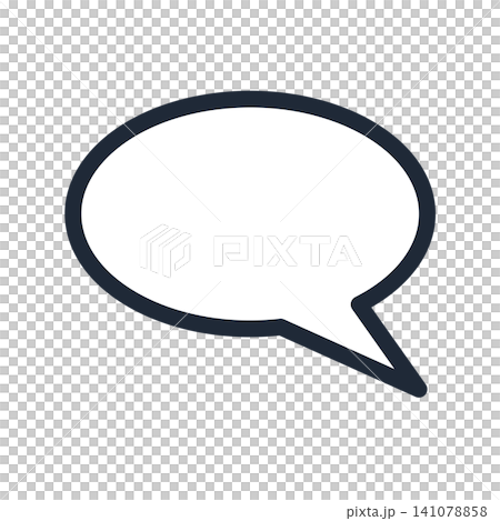 A horizontally elongated oval speech bubble with a tail in the bottom right corner. Simple line drawing. A horizontally elongated oval speech bubble with a tail in the bottom right corner. Simple line drawing. 141078858