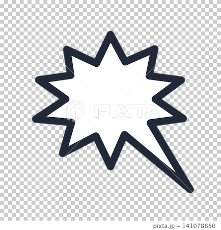 Explosive speech bubble with a tail in the bottom right corner, simple line drawing. Explosive speech bubble with a tail in the bottom right corner, simple line drawing. 141078880