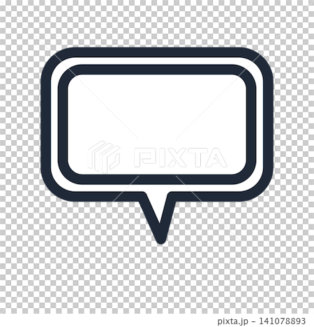 Double-lined, rounded-corner square speech bubble with a tail at the bottom center (line drawing) Double-lined, rounded-corner square speech bubble with a tail at the bottom center (line drawing) 141078893