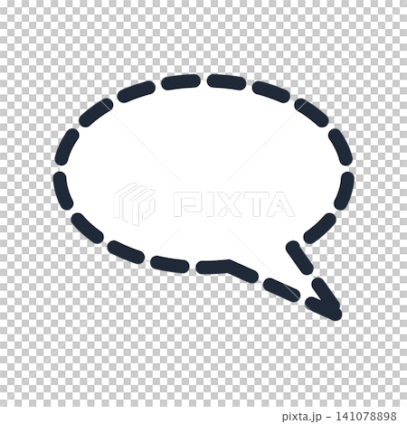 Dotted oval speech bubble, bottom right tail, line drawing. Dotted oval speech bubble, bottom right tail, line drawing. 141078898