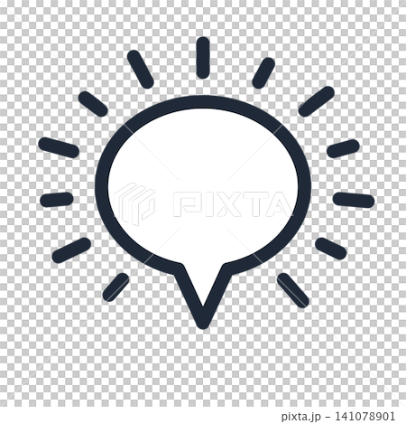 Round speech bubble with speed lines, manga-style line art. 141078901