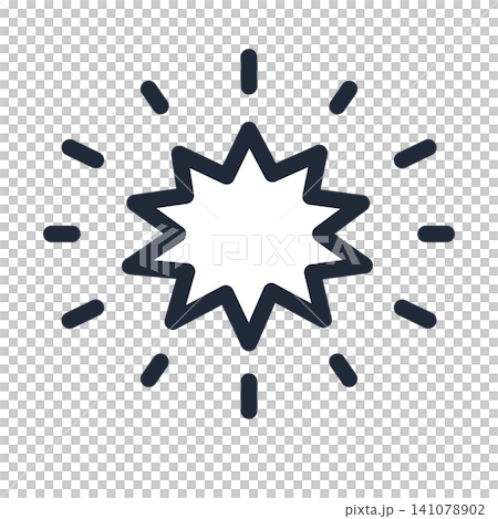 Explosion-shaped speech bubble with speed lines, manga-style line art. Explosion-shaped speech bubble with speed lines, manga-style line art. 141078902