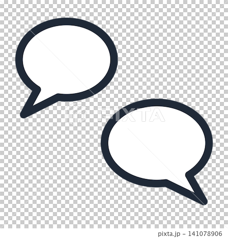 Speech bubble set (2 round bubbles, simple line art) Speech bubble set (2 round bubbles, simple line art) 141078906