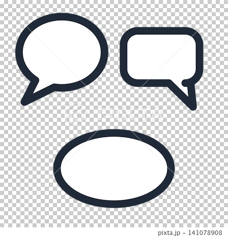 Set of 3 speech bubbles: round, square, and oval (line art) 141078908