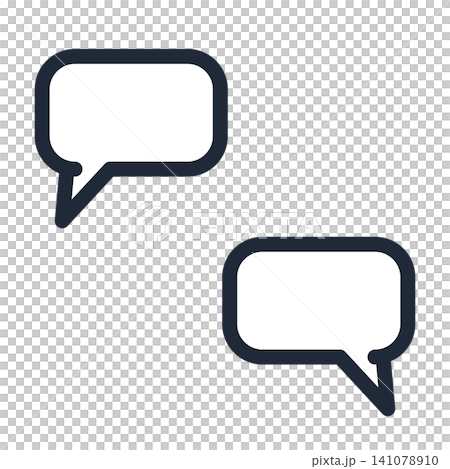 Rounded square speech bubble set (2 pieces) for dialogue/line art. Rounded square speech bubble set (2 pieces) for dialogue/line art. 141078910
