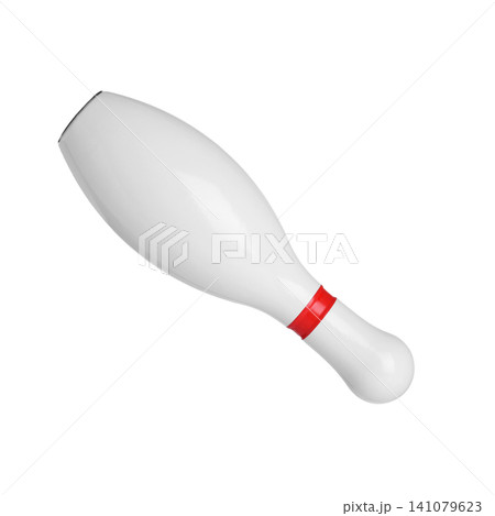 Bowling pin with red stripe isolated on white Bowling pin with red stripe isolated on white 141079623